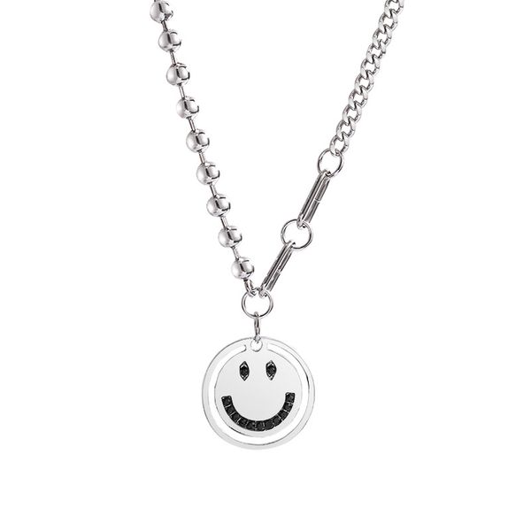 trendy niche sense of design smile titanium steel necklace female clavicle chain medallion pendant hip hop hipster jewelry, Silver
trendy niche sense of design smile titanium steel necklace female clavicle chain medallion pendant hip hop hipster jewelry, Silver