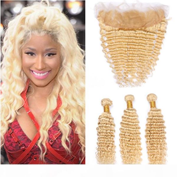 #613 blonde malaysian virgin hair weft extensions with frontal closure blonde 3 bundles deep wave human hair weaves with lace frontal 13x4, Black;brown
#613 blonde malaysian virgin hair weft extensions with frontal closure blonde 3 bundles deep wave human hair weaves with lace frontal 13x4, Black;brown