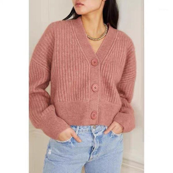 women sweater 2020 autumn loose wool mohair cardigan1, White