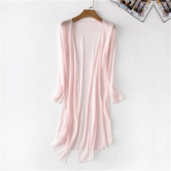 women's blouses & shirts 2021 summer chiffon blouse pink cardigan sun protection clothing long beach white female fashion feminino zy2
women's blouses & shirts 2021 summer chiffon blouse pink cardigan sun protection clothing long beach white female fashion feminino zy2