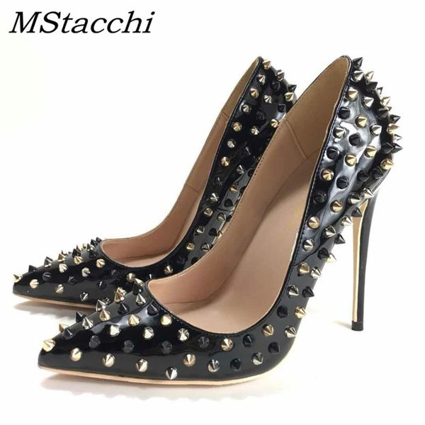 mstacchi new studded heels fashion ladies pointed toe rivets spiked high heeled shoes black women's pumps lj201112
mstacchi new studded heels fashion ladies pointed toe rivets spiked high heeled shoes black women's pumps lj201112