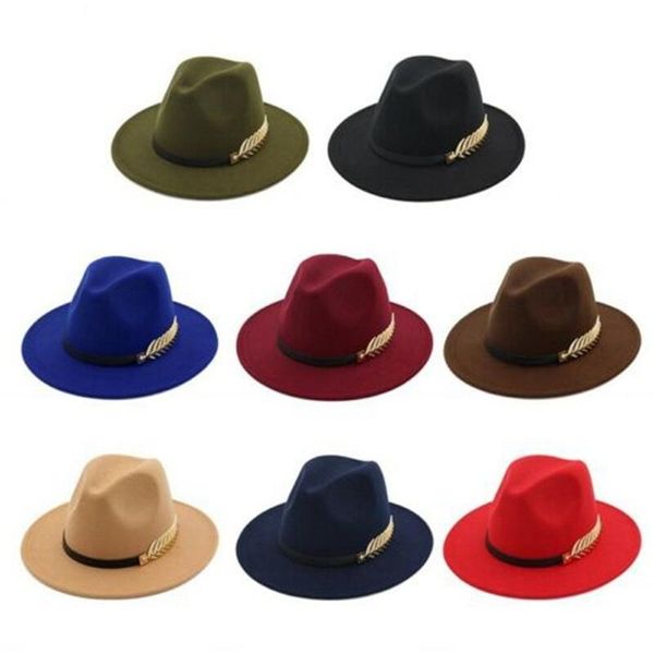 12 colors women fedoras leaf decoration hat woolen wide brim jazz cap hats, Blue;gray
12 colors women fedoras leaf decoration hat woolen wide brim jazz cap hats, Blue;gray