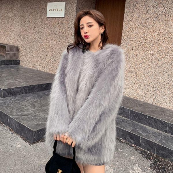 women's fur & faux women 2021 winter fashion fake raccoon coats female mid-long loose warm outwears ladies o-neck jackets q5841, Black
women's fur & faux women 2021 winter fashion fake raccoon coats female mid-long loose warm outwears ladies o-neck jackets q5841, Black
