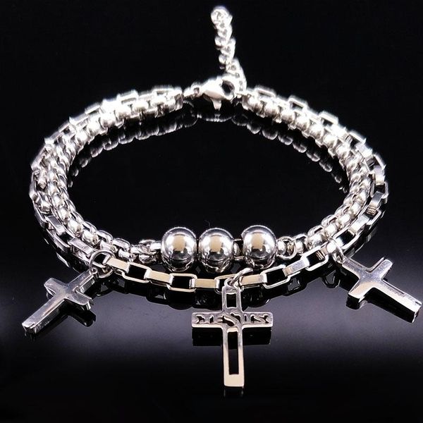 punk rock jesus double stainless steel bracelet for women cross silver color bracelets & bangles jewelry pulseras mujer b61467, Black
punk rock jesus double stainless steel bracelet for women cross silver color bracelets & bangles jewelry pulseras mujer b61467, Black