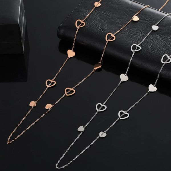 chains multi heart charms stainless steel long chain necklace for women rose gold elegant sweater party wedding jewelry 2021, Silver
chains multi heart charms stainless steel long chain necklace for women rose gold elegant sweater party wedding jewelry 2021, Silver