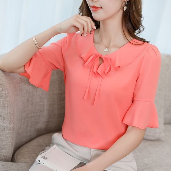 korean womens chiffon blouse elegant office ruffles tie neck half sleeve slim shirts summer blouse sweet pink blusas y200622, White
korean womens chiffon blouse elegant office ruffles tie neck half sleeve slim shirts summer blouse sweet pink blusas y200622, White
