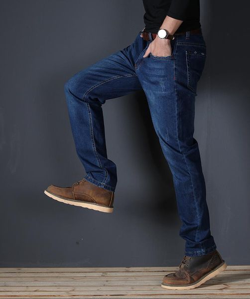 js1404j-2020 summer jeans men's straight fit large mid waist men's jeans elastic simple business pants, Blue
js1404j-2020 summer jeans men's straight fit large mid waist men's jeans elastic simple business pants, Blue