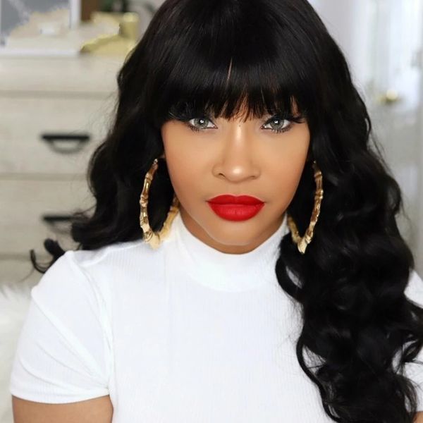 human hair wigs with bangs body wave peruvian hair wigs for women glueless wigs no lace wavy hair wig, Black;brown
human hair wigs with bangs body wave peruvian hair wigs for women glueless wigs no lace wavy hair wig, Black;brown