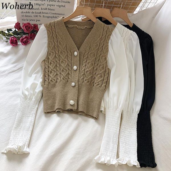 woherb korean crop womens sweaters temperament korean knitted cropped cardiganv-neck contrast color sueter mujer coat 4e937, White
woherb korean crop womens sweaters temperament korean knitted cropped cardiganv-neck contrast color sueter mujer coat 4e937, White
