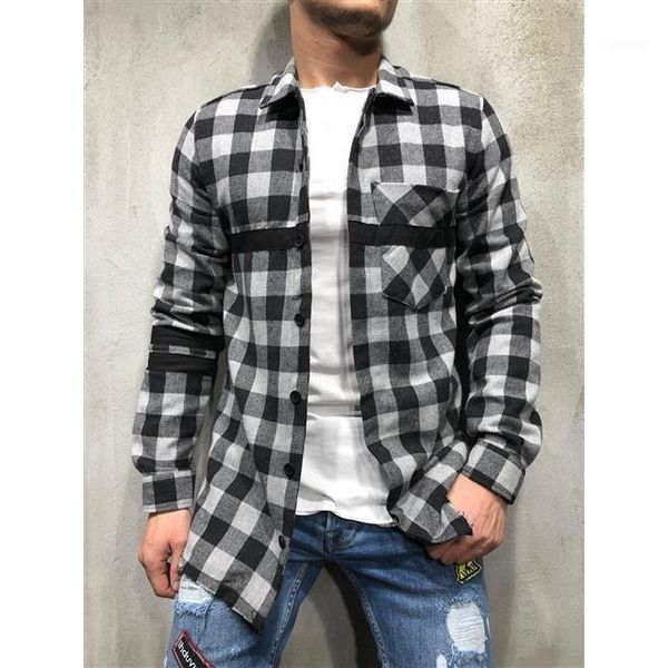 men's casual shirts 2021 men's casual, loose-fitting, stylish, single-breasted, plaid, long-sleeved shirt for fitness and checked, White;black
men's casual shirts 2021 men's casual, loose-fitting, stylish, single-breasted, plaid, long-sleeved shirt for fitness and checked, White;black