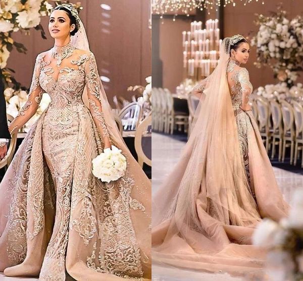 luxury lace mermaid wedding dresses 2021 dubai saudi arabia high neck long sleeves applique beaded bridal gowns with detachable train al8239, White
luxury lace mermaid wedding dresses 2021 dubai saudi arabia high neck long sleeves applique beaded bridal gowns with detachable train al8239, White