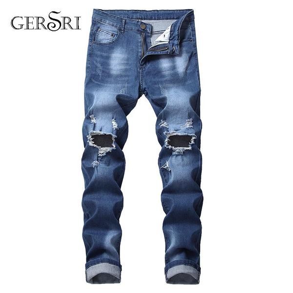 gersri men's jeans new style ripped slim-fit men's clothing trousers straight knee hole pants, Blue
gersri men's jeans new style ripped slim-fit men's clothing trousers straight knee hole pants, Blue
