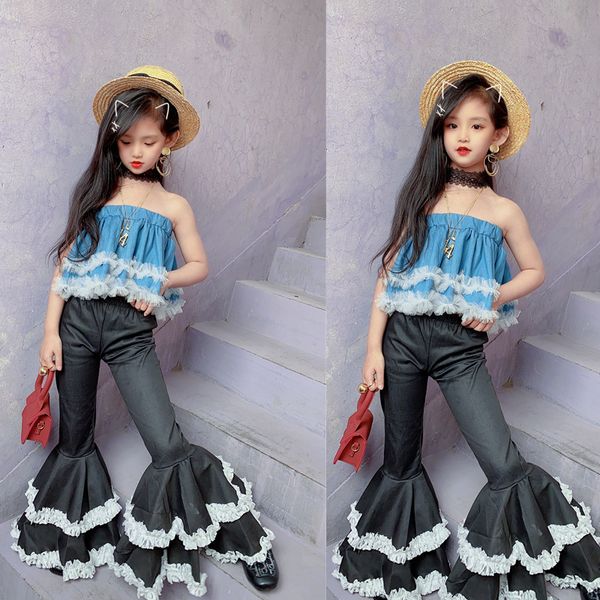 spring and summer girls' small fragrance style suit new wrapped chest + lace lace bell pants suit children's ladies stylex1019, White
spring and summer girls' small fragrance style suit new wrapped chest + lace lace bell pants suit children's ladies stylex1019, White