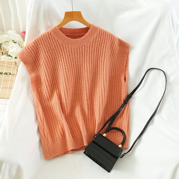 new women sleeveless vest sweater spring autumn loose korean casual chic pullover ladies knitted pull sweaters y201128, White;black
new women sleeveless vest sweater spring autumn loose korean casual chic pullover ladies knitted pull sweaters y201128, White;black