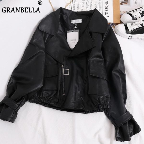 women faux leather jacket coat with sleeve strap turn down collar ladies spring korean bf style oblique zipper loose overcoat1, Black
women faux leather jacket coat with sleeve strap turn down collar ladies spring korean bf style oblique zipper loose overcoat1, Black
