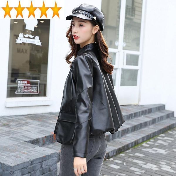 autumn women faux spring leather coat black korean short pu motorcycle biker jacket 2021 6101 kj39971
autumn women faux spring leather coat black korean short pu motorcycle biker jacket 2021 6101 kj39971