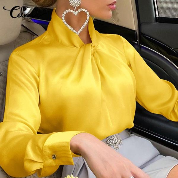 elegant yellow satin shirts autumn twisted collar long sleeves women's fashion office solid color mujer, White
elegant yellow satin shirts autumn twisted collar long sleeves women's fashion office solid color mujer, White