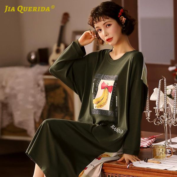 women's sleepwear sleep wear autumn cotton night gown o-neck long sleeve banana print front pocket womens lingerie kawaii sleepshirt, Black;red
women's sleepwear sleep wear autumn cotton night gown o-neck long sleeve banana print front pocket womens lingerie kawaii sleepshirt, Black;red