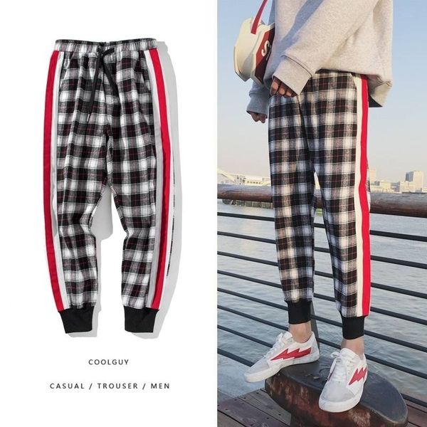 2019 men cotton plaid trousers slim fit spring men's slim casual long pants male harem jogger pants high street hip hop pants, Black
2019 men cotton plaid trousers slim fit spring men's slim casual long pants male harem jogger pants high street hip hop pants, Black