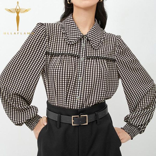 women's blouses & shirts fall check lapel button lantern sleeve blouse casual black women clothing comfortable and elegant clothes wit, White
women's blouses & shirts fall check lapel button lantern sleeve blouse casual black women clothing comfortable and elegant clothes wit, White