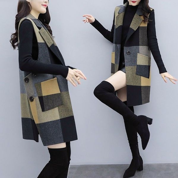 2020 autumn and winter new women's long vest fashion slim slimming temperament coat woolen vest women 1023, Black;white
2020 autumn and winter new women's long vest fashion slim slimming temperament coat woolen vest women 1023, Black;white