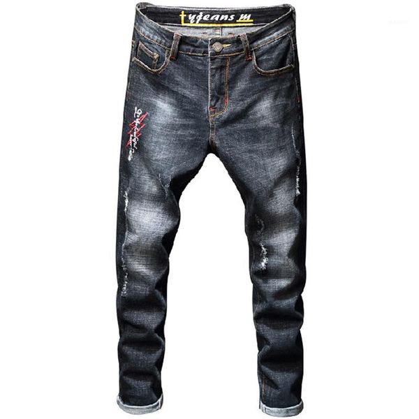 casual jeans mens straight stretch little feet skinny embroidery letter printing scratched blue denim tide pants jens men,es6831
casual jeans mens straight stretch little feet skinny embroidery letter printing scratched blue denim tide pants jens men,es6831