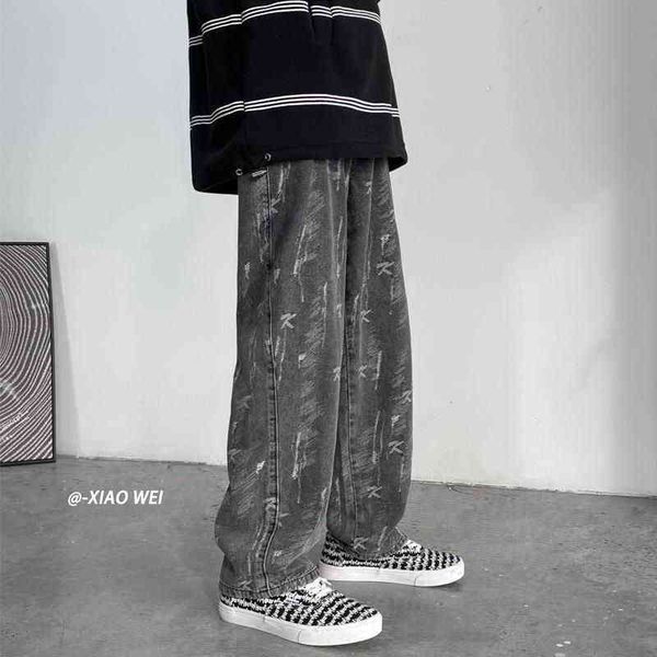 high street printed jeans men goth pants 2021 summer new korean fashion preppy style low-rise casual loose wide-leg trend 0309, Blue
high street printed jeans men goth pants 2021 summer new korean fashion preppy style low-rise casual loose wide-leg trend 0309, Blue