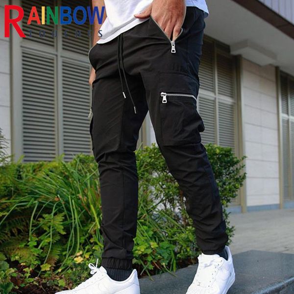 rainbowtours - men's casual running with pockets and zippers, new in 2021, Black