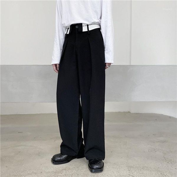 ewq / men's wear black color block patchwork waist design suit pants male wide leg straight mop pants 2020 fashion autumn 9y33931, White;black
ewq / men's wear black color block patchwork waist design suit pants male wide leg straight mop pants 2020 fashion autumn 9y33931, White;black