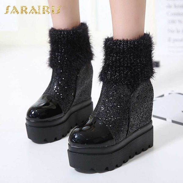 boots sarairis fashion shiny woman shoes platform height increasing slip-on stretch luxury female, Black
boots sarairis fashion shiny woman shoes platform height increasing slip-on stretch luxury female, Black