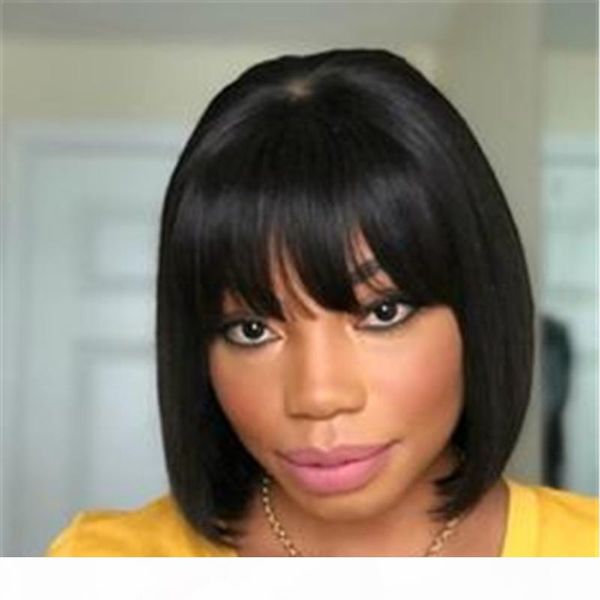 brazilian short body wigs with bangs human hair none lace front wigs for black women natural straight part remy hair wigs, Black;brown
brazilian short body wigs with bangs human hair none lace front wigs for black women natural straight part remy hair wigs, Black;brown