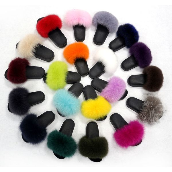 women fur slippers real fox fur soft sandals furry outside slides flat girls cute solid fur slides x1020, Black
women fur slippers real fox fur soft sandals furry outside slides flat girls cute solid fur slides x1020, Black