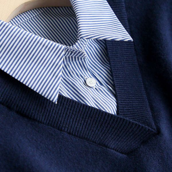 new products in spring chu, japan south korea, g fixed ~ age reduction, playful and fashionable, personalized knitting, fake two-piece, White
new products in spring chu, japan south korea, g fixed ~ age reduction, playful and fashionable, personalized knitting, fake two-piece, White
