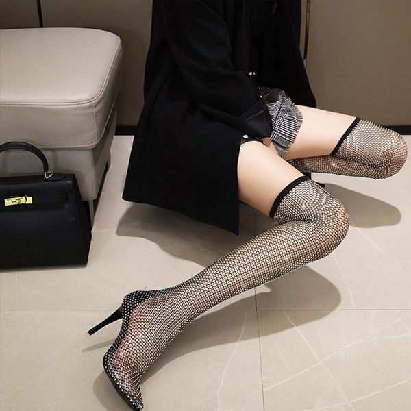 wohdhe female thigh long boots knee the boots thin heel gothic elastic mesh crystals botas high quality, Black
wohdhe female thigh long boots knee the boots thin heel gothic elastic mesh crystals botas high quality, Black