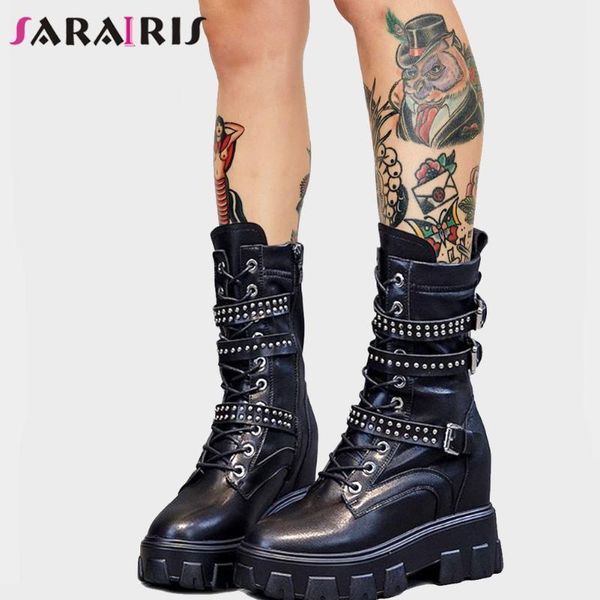 sarairis brand new ladies motorcycle punk boots ankle boots women platform height increasing high heels zip buckle shoes woman, Black
sarairis brand new ladies motorcycle punk boots ankle boots women platform height increasing high heels zip buckle shoes woman, Black