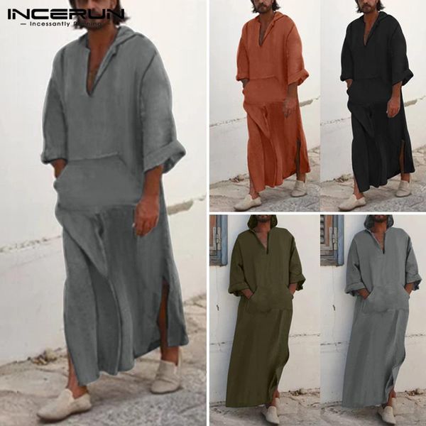 incerun islamic arabic kaftan men jubba thobe cotton solid long sleeve hooded robes dubai middle east men muslim clothes abaya, Red
incerun islamic arabic kaftan men jubba thobe cotton solid long sleeve hooded robes dubai middle east men muslim clothes abaya, Red
