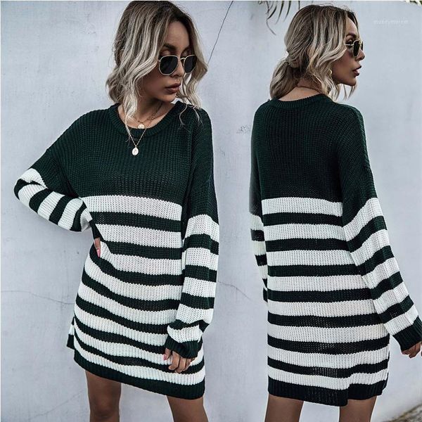 fashion knitted print dress women's loose round neck long sleeve striped knitted pullover women sweater dress femme sweater1, White;black
fashion knitted print dress women's loose round neck long sleeve striped knitted pullover women sweater dress femme sweater1, White;black