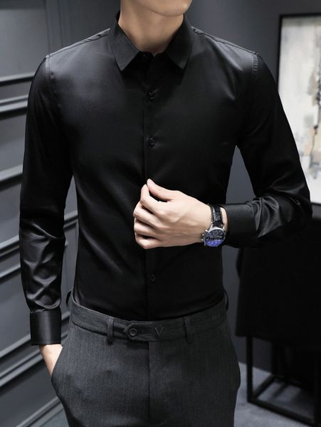 men solid satin shirt z5ky#, White;black
men solid satin shirt z5ky#, White;black