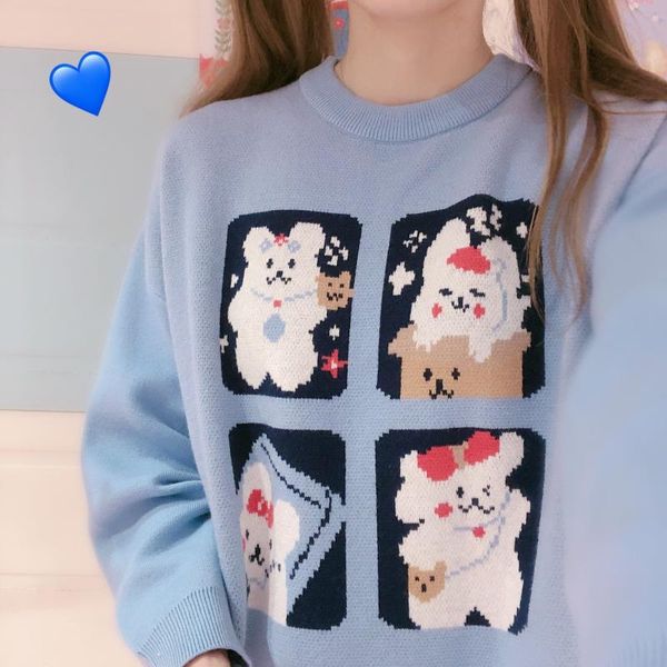 winter japanese new women long sleeve sweater pullover caetoon knitted shirt loose sweet wild e student preppy style, White;black
winter japanese new women long sleeve sweater pullover caetoon knitted shirt loose sweet wild e student preppy style, White;black