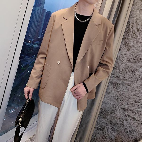 men retro casual suit blazers jacket male streetwear fashion loose suit coat, White;black
men retro casual suit blazers jacket male streetwear fashion loose suit coat, White;black