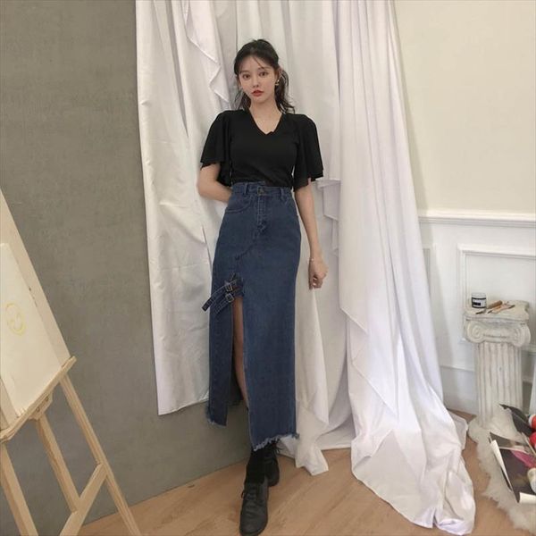 long denim skirts women irregular pocket jeans skirts summer korean vintage long skirt maxi skirt wrap split plus size v638, Black
long denim skirts women irregular pocket jeans skirts summer korean vintage long skirt maxi skirt wrap split plus size v638, Black