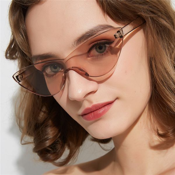 sunglasses woman fashion 2021 cat eye retro frameless siamese women yellow tone color lens, White;black
sunglasses woman fashion 2021 cat eye retro frameless siamese women yellow tone color lens, White;black