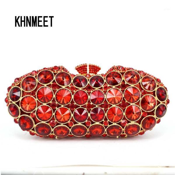 

new design clutch bag red luxury crystal evening bag women party purse bridal wedding day clutches soiree pochette sc2981