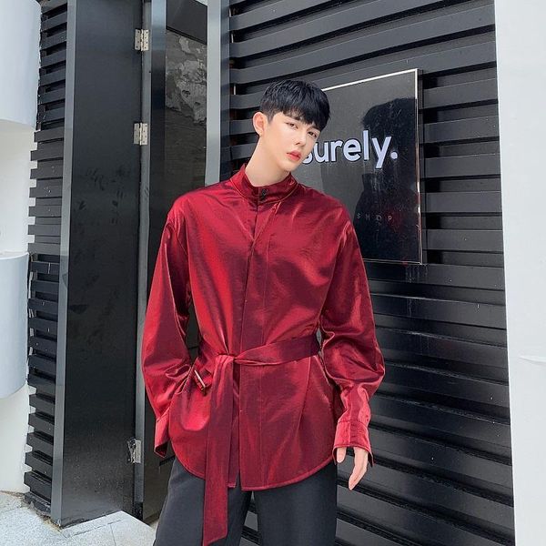men's casual shirts men shining long sleeve shirt male women belt stand collar vintage fashion streetwear hip hop lovers clothing, White;black
men's casual shirts men shining long sleeve shirt male women belt stand collar vintage fashion streetwear hip hop lovers clothing, White;black