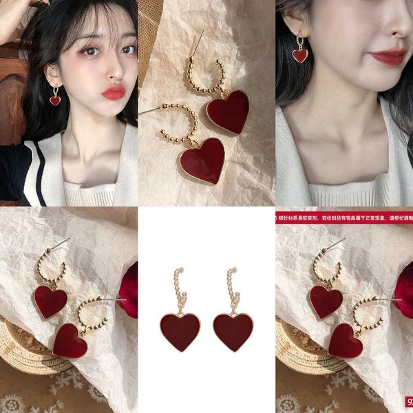 factoryoy0onew fashion french personality korean temperament 2020 simple red love earrings female, Silver
factoryoy0onew fashion french personality korean temperament 2020 simple red love earrings female, Silver