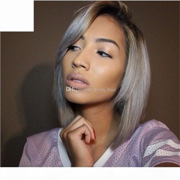 ombre color #1b grey bob style hair wig baby hair brazilian human hair lace front wig glueless full lace wig bleached knot, Black;brown
ombre color #1b grey bob style hair wig baby hair brazilian human hair lace front wig glueless full lace wig bleached knot, Black;brown