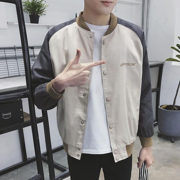 men's jackets jacket nice spring and autumn stitching men baseball stand collar casual loose brand clothing, Black;brown
men's jackets jacket nice spring and autumn stitching men baseball stand collar casual loose brand clothing, Black;brown