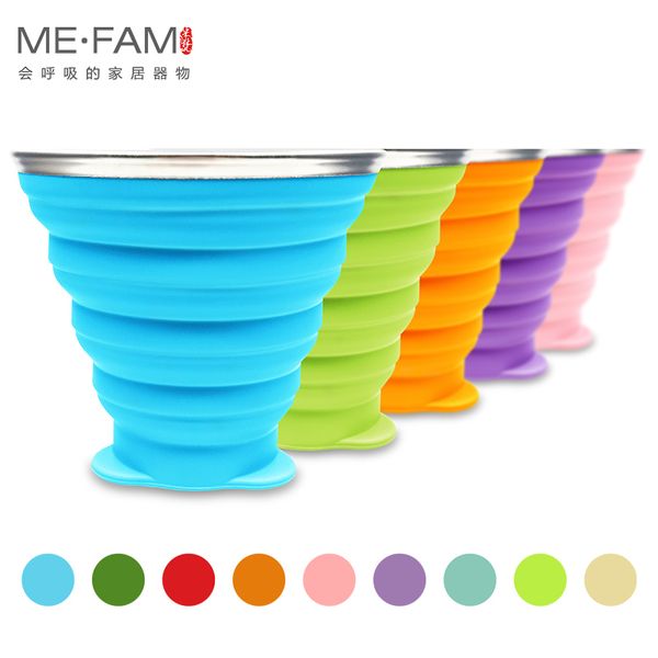 me.fam 270ml stainless steel silicone folding cup with lanyard / dustproof cover lid outdoor coffee cups retractable travel copa q1218
me.fam 270ml stainless steel silicone folding cup with lanyard / dustproof cover lid outdoor coffee cups retractable travel copa q1218