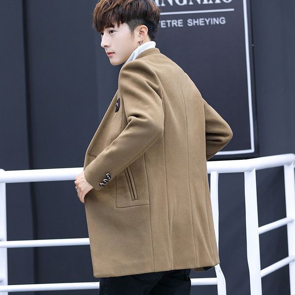 coat winter new korean fashion slim handsome medium length windbreaker woollen clothes men's wear, Tan;black
coat winter new korean fashion slim handsome medium length windbreaker woollen clothes men's wear, Tan;black
