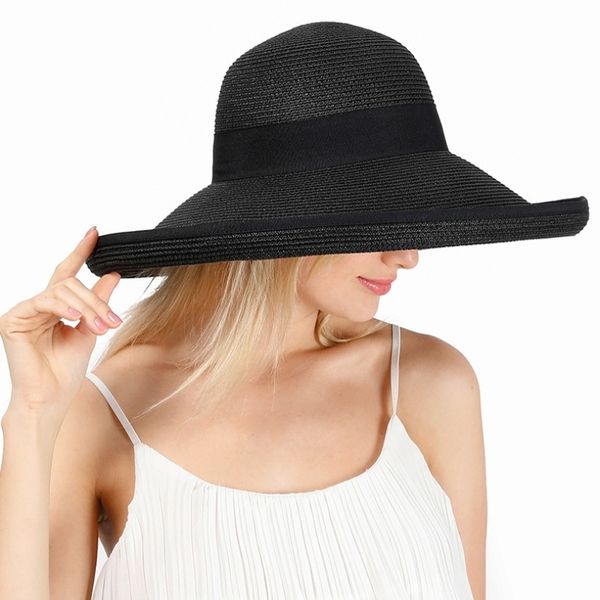 ht3085 big large wide brim ladies beach cap new fashion straw elegant black bowknot women summer sun hat y200714, Blue;gray
ht3085 big large wide brim ladies beach cap new fashion straw elegant black bowknot women summer sun hat y200714, Blue;gray